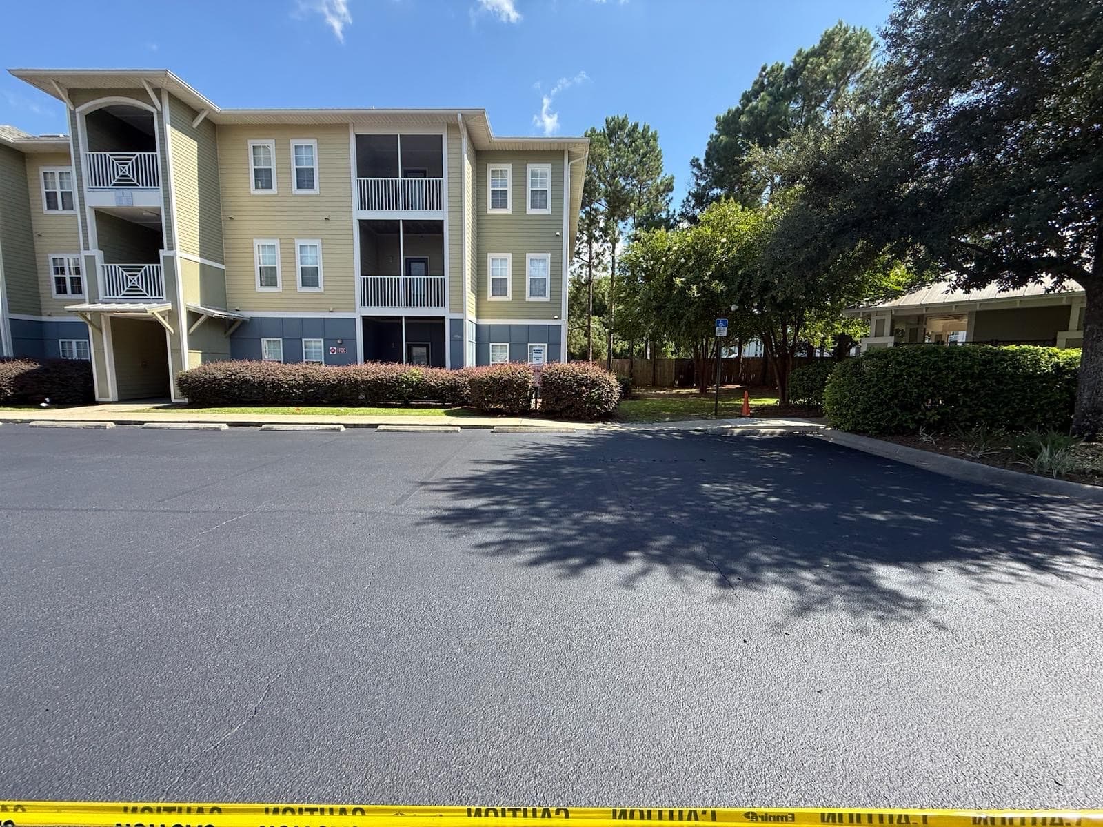 Apartment parking lot paved by Elegant Paving